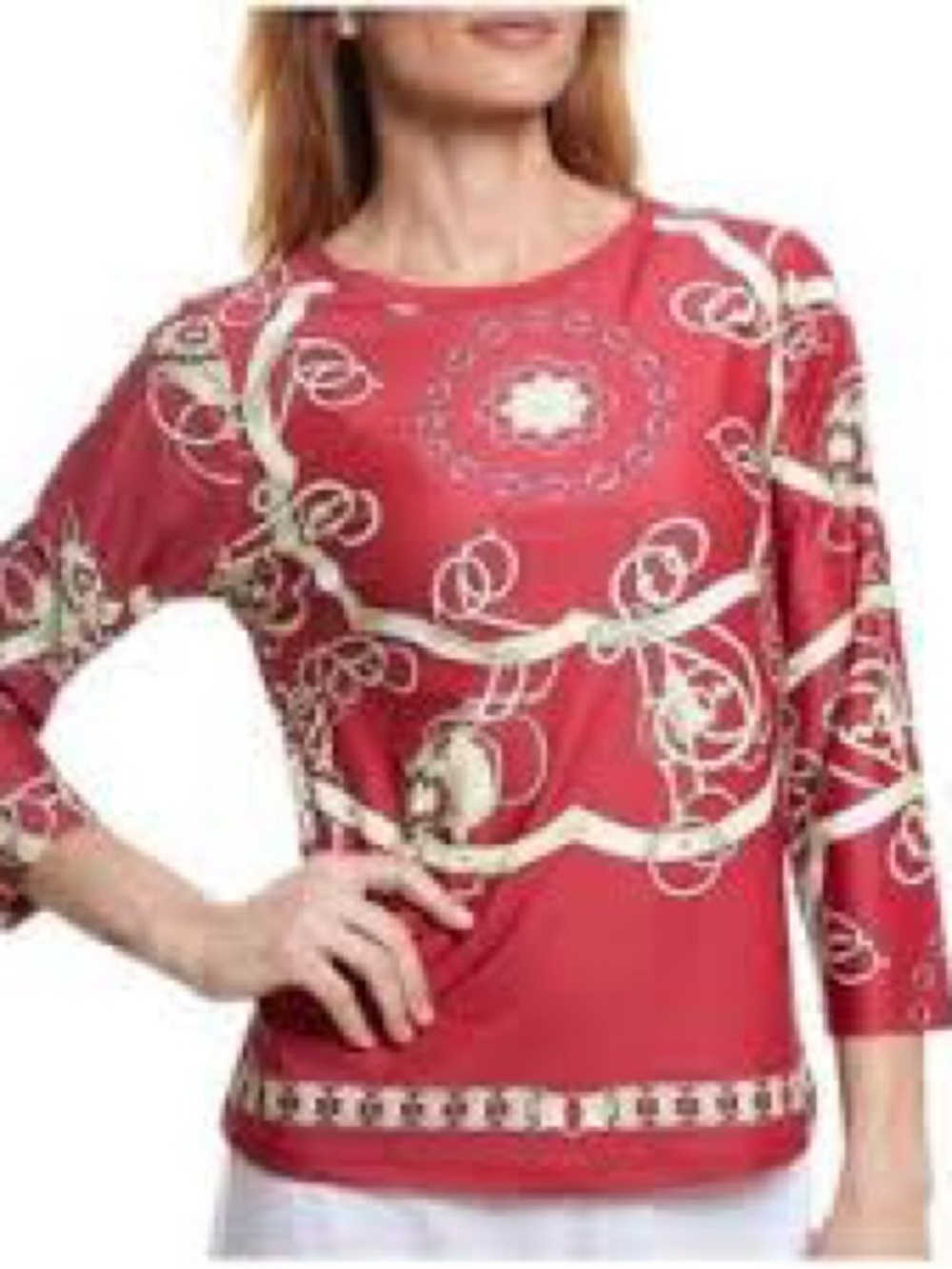 J. McLaughlin Red Printed Long Sleeve Top